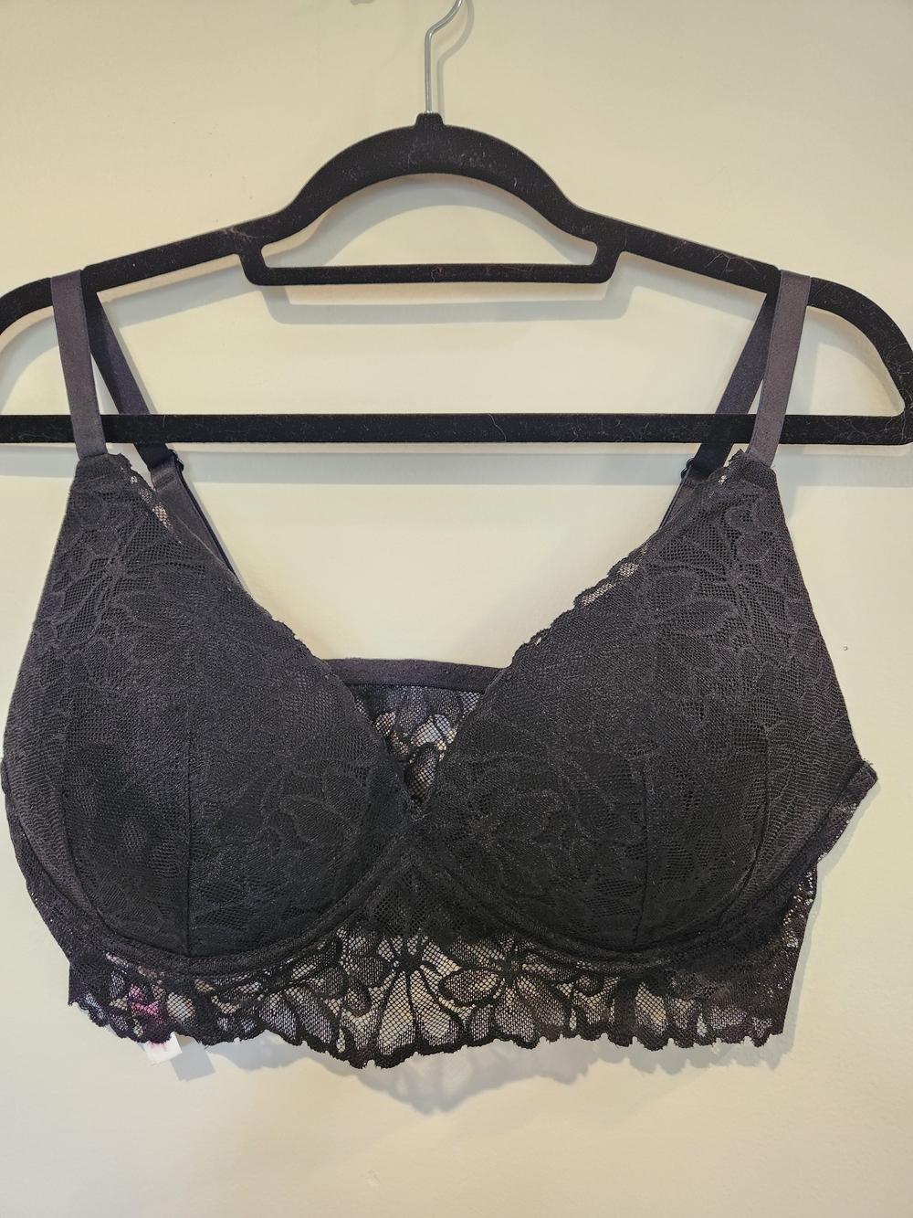 PINK Victoria's Secret Black Lace Padded Bralette